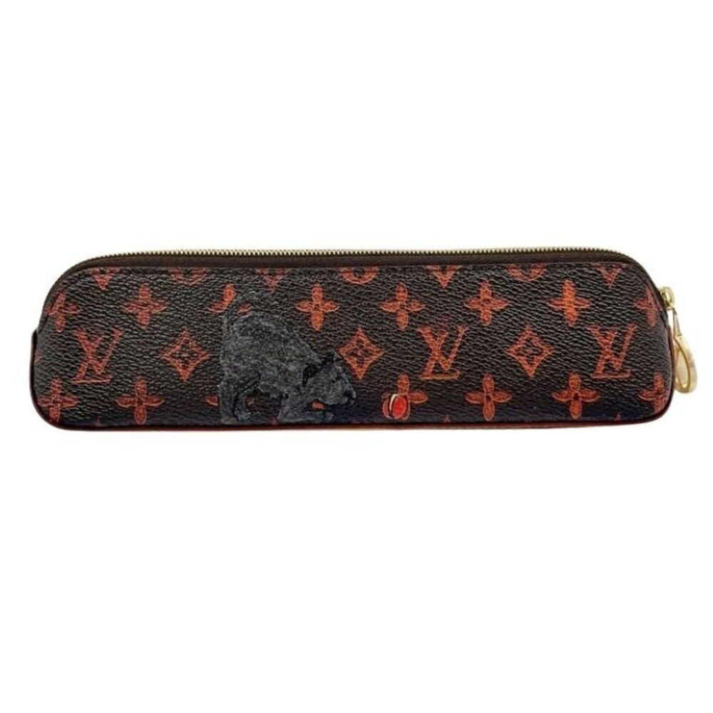 LOUIS VUITTON Pen Case, Trousse Elisabeth GI0357, Brown, Monogram Catgram, Un...